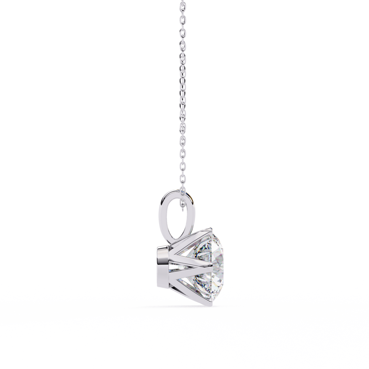 White Gold Six-Prong Round Brilliant Crown Pendant