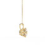 Yellow Gold Six-Prong Round Diamond Solitaire Pendant