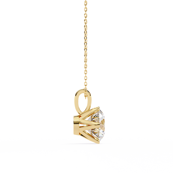 Yellow Gold Six-Prong Round Diamond Solitaire Pendant