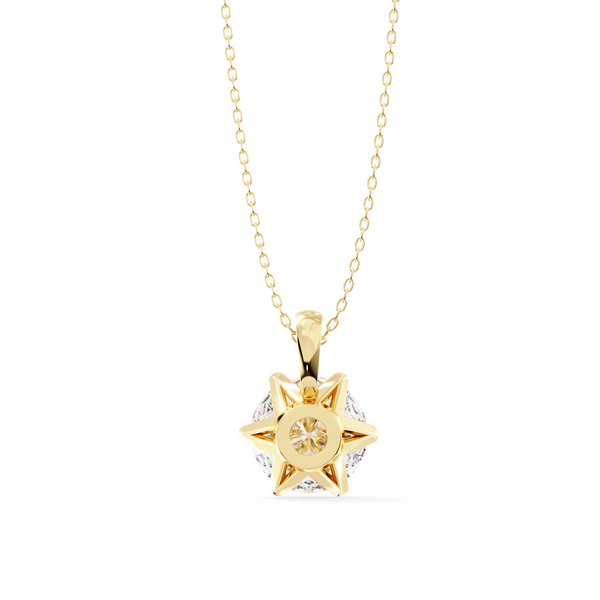 Yellow Gold Six-Prong Round Diamond Solitaire Pendant