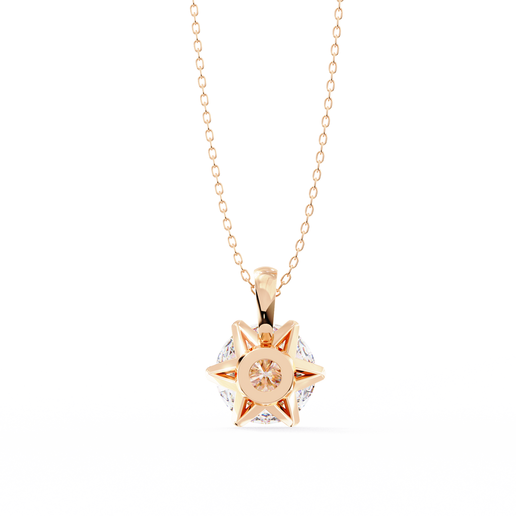 Rose Gold Six-Prong Round Diamond Solitaire Pendant