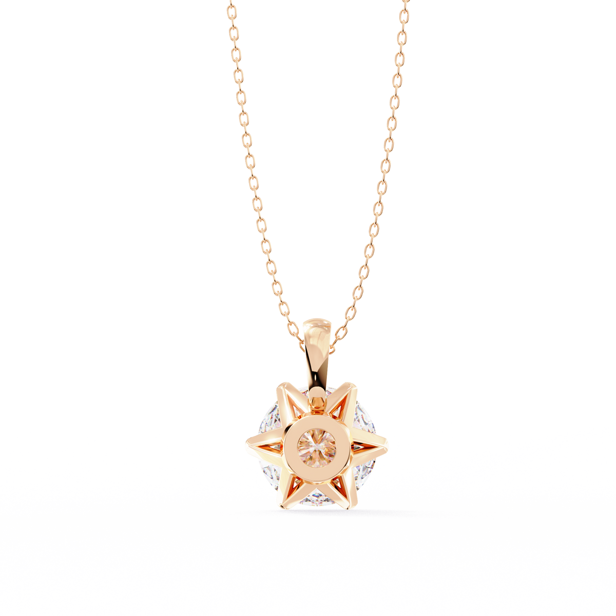 Rose Gold Six-Prong Round Diamond Solitaire Pendant