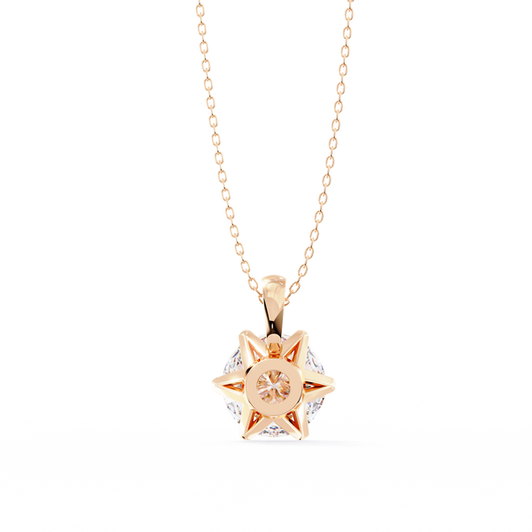 Rose Gold Six-Prong Round Diamond Solitaire Pendant