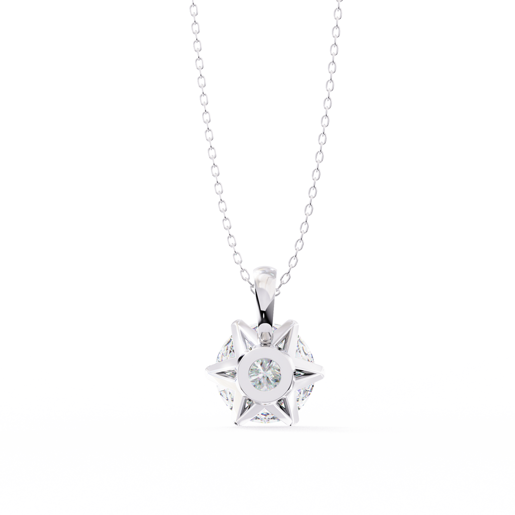 White Gold Six-Prong Round Brilliant Crown Pendant
