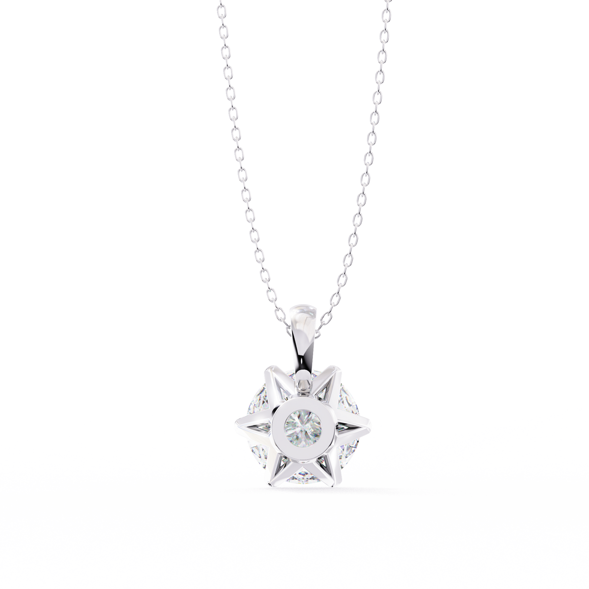 White Gold Six-Prong Round Brilliant Crown Pendant
