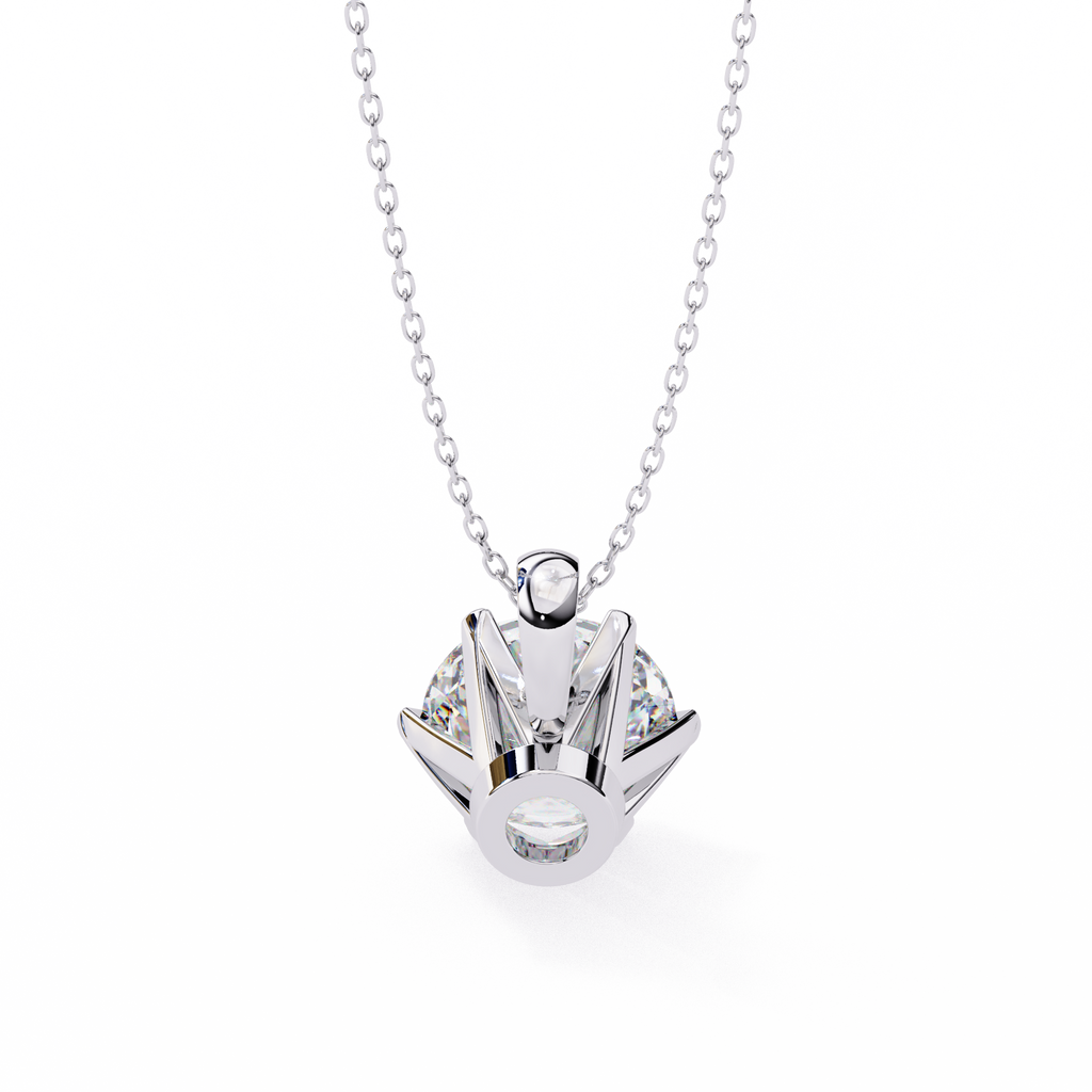 White Gold Six-Prong Round Brilliant Crown Pendant