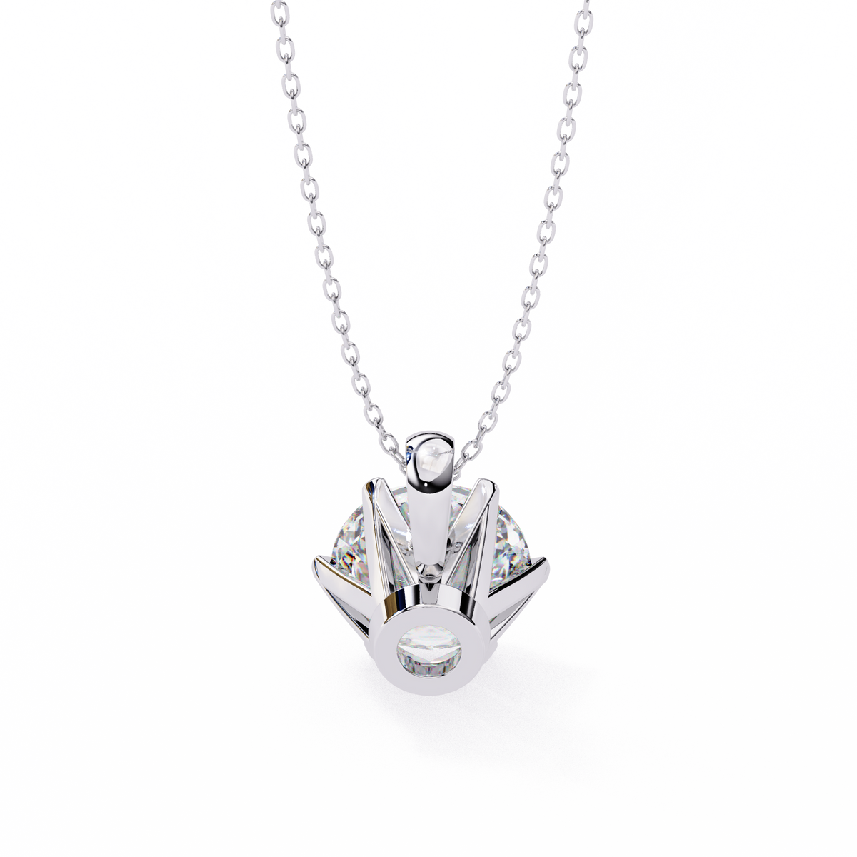 White Gold Six-Prong Round Brilliant Crown Pendant
