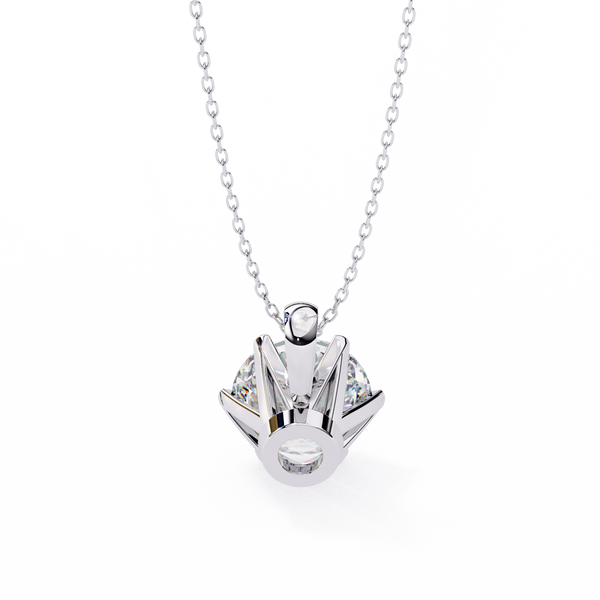 White Gold Six-Prong Round Brilliant Crown Pendant