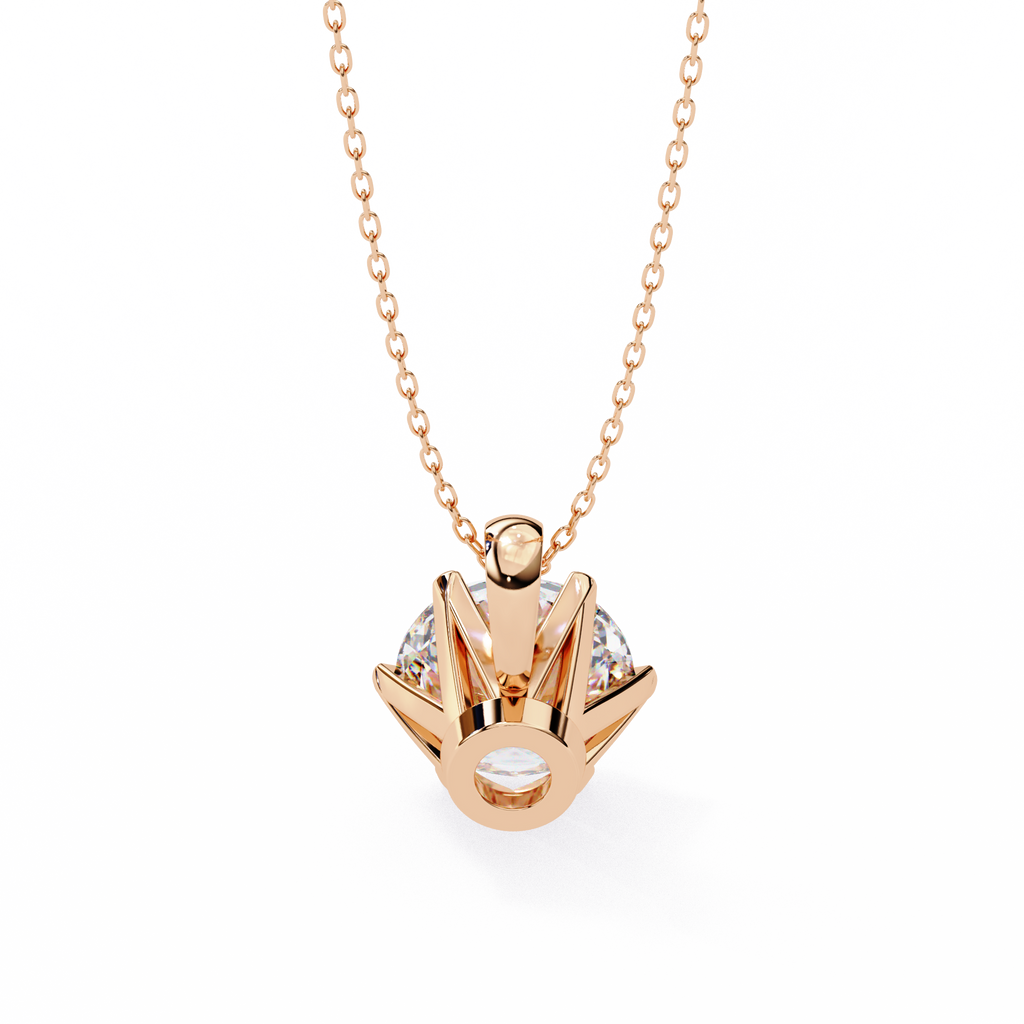 Rose Gold Six-Prong Round Diamond Solitaire Pendant