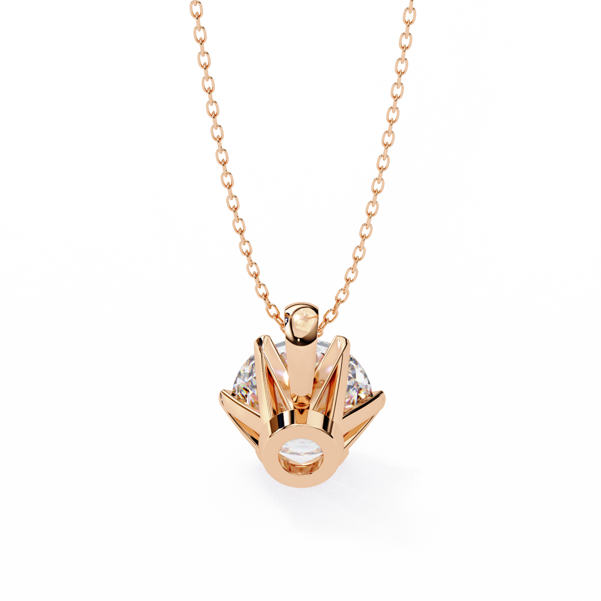 Rose Gold Six-Prong Round Diamond Solitaire Pendant
