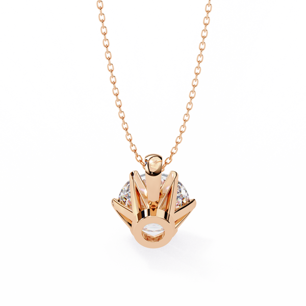 Rose Gold Six-Prong Round Diamond Solitaire Pendant