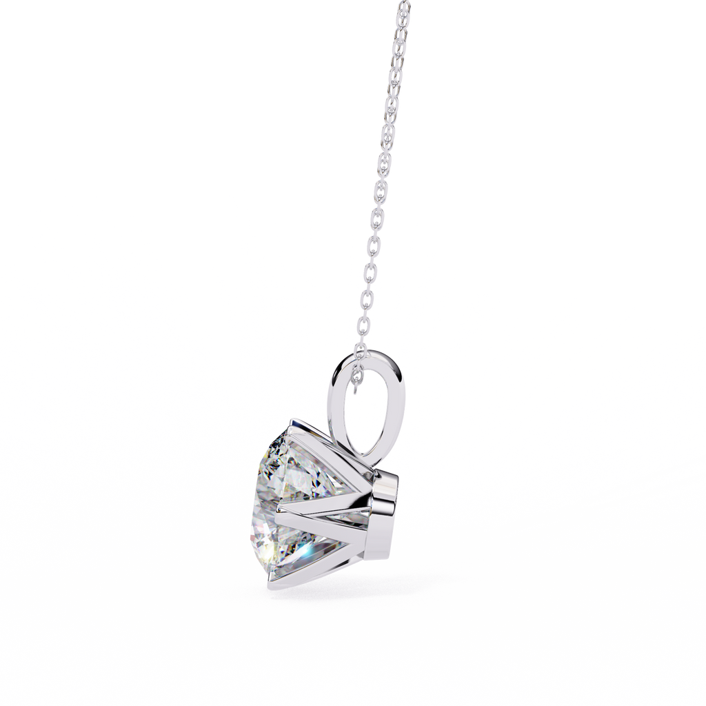 White Gold Six-Prong Round Brilliant Crown Pendant