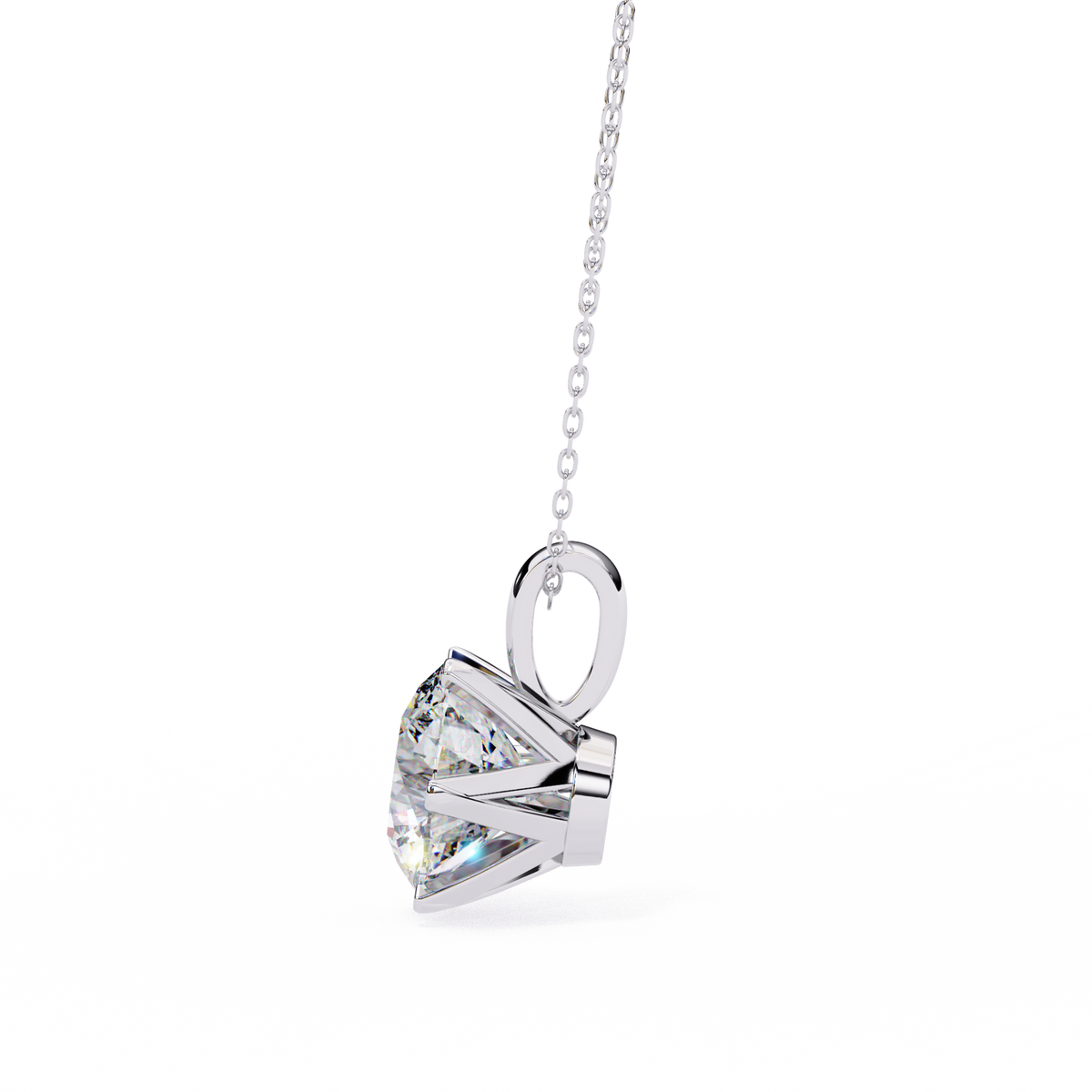 White Gold Six-Prong Round Brilliant Crown Pendant