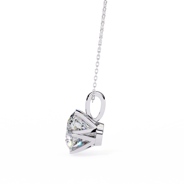 White Gold Six-Prong Round Brilliant Crown Pendant