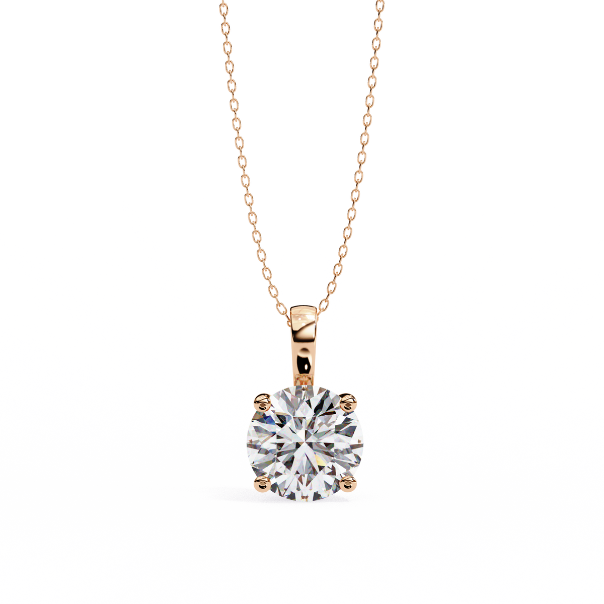 Rose Gold Round Solitaire Diamond Pendant