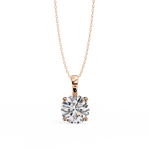 Rose Gold Round Solitaire Diamond Pendant