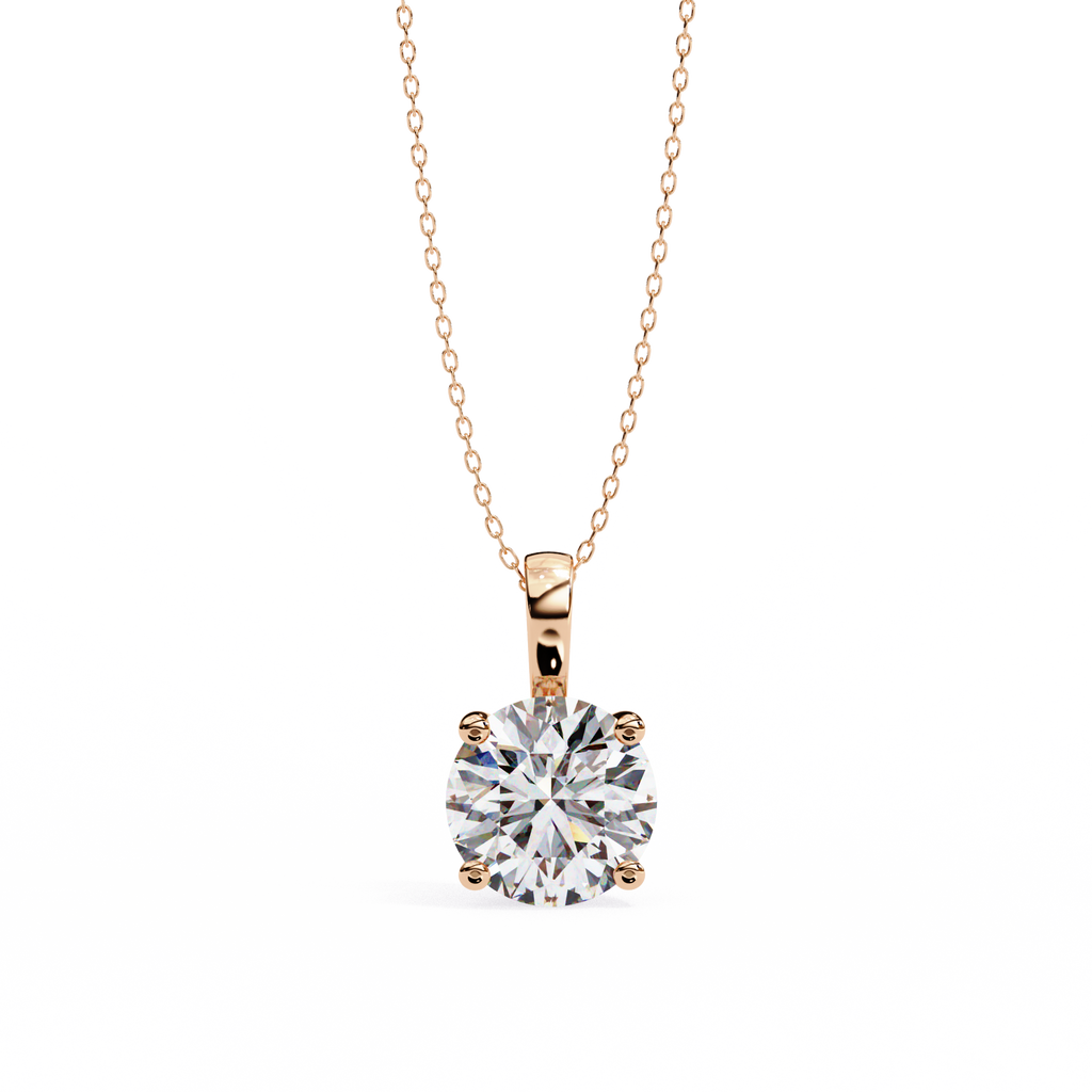Rose Gold Round Solitaire Diamond Pendant