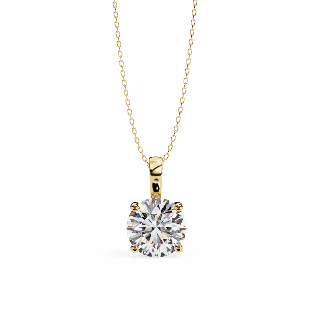 Yellow Gold Round Solitaire Diamond Pendant