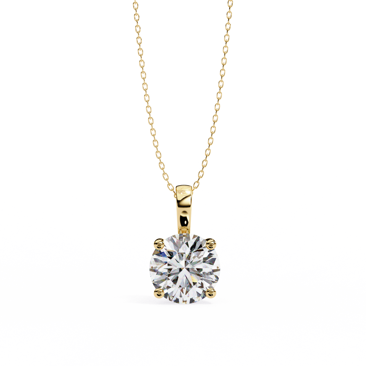 Yellow Gold Round Solitaire Diamond Pendant