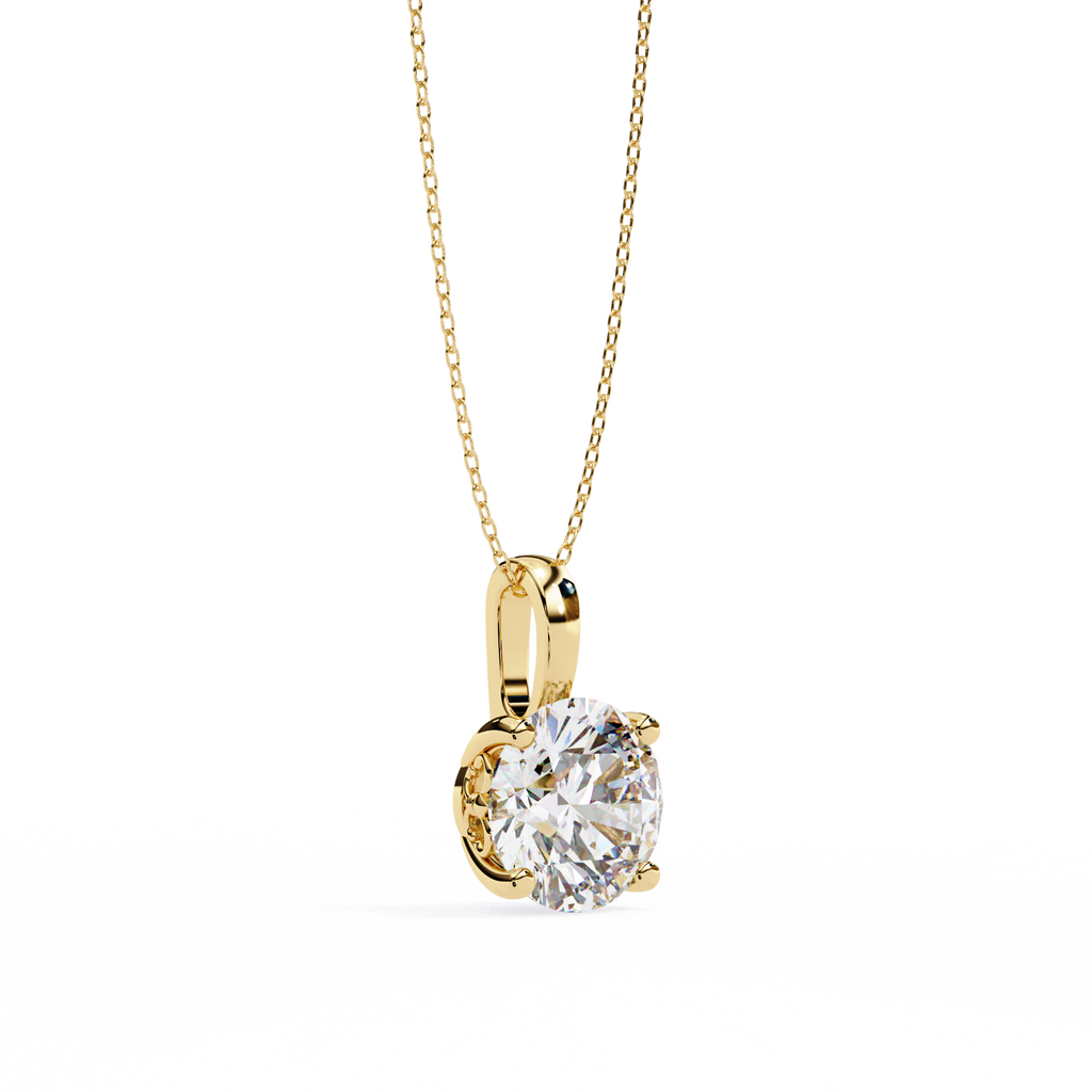 Yellow Gold Round Solitaire Diamond Pendant