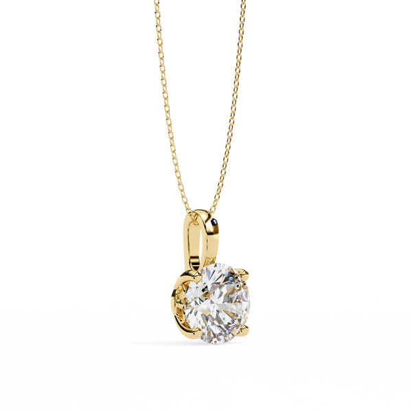 Yellow Gold Round Solitaire Diamond Pendant