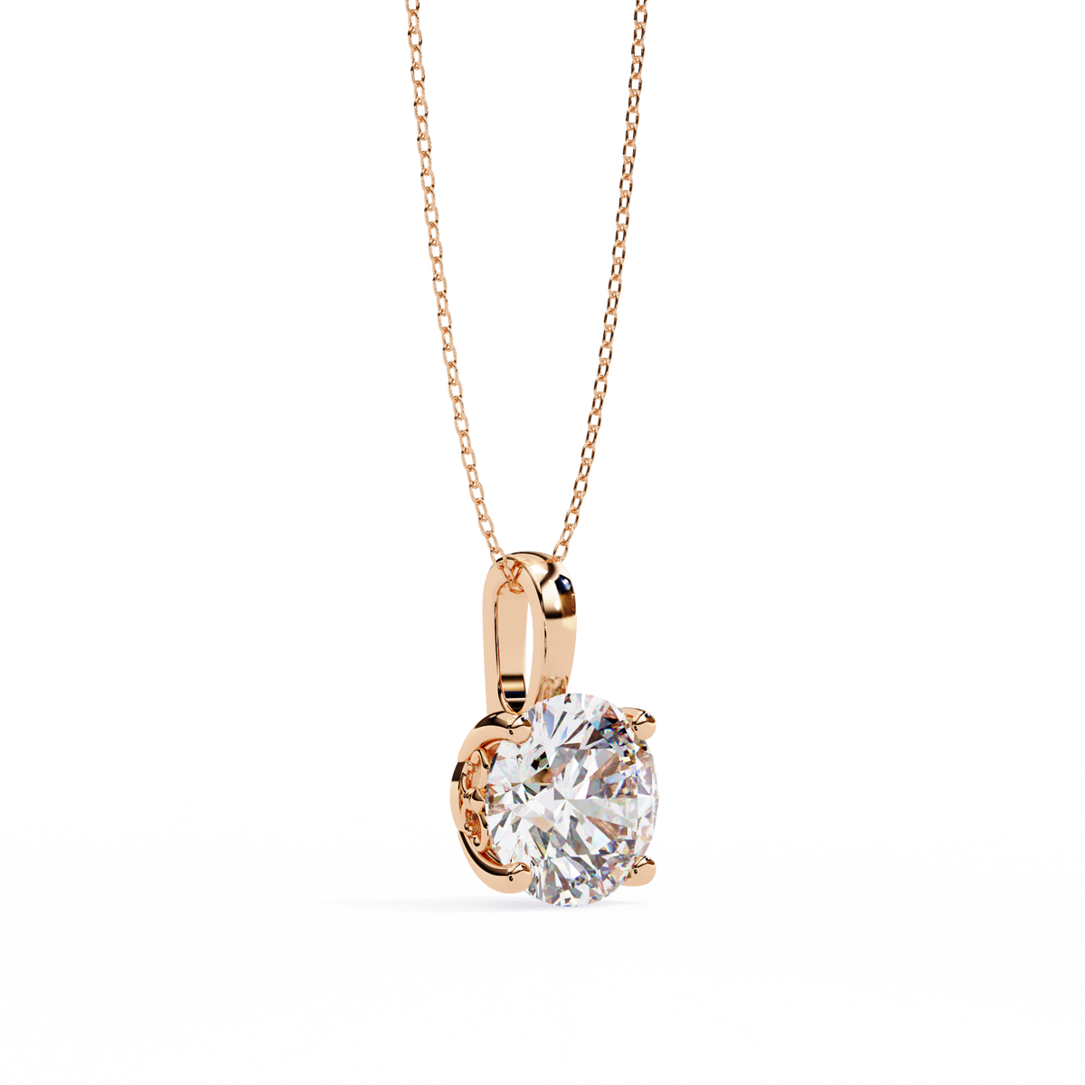 Rose Gold Round Solitaire Diamond Pendant