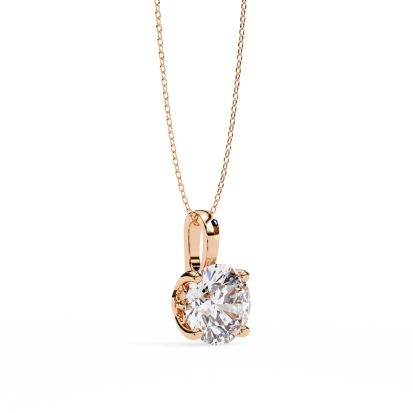 Rose Gold Round Solitaire Diamond Pendant