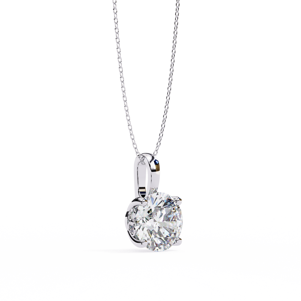 White Gold Classic Four-Claw Round Solitaire Pendant
