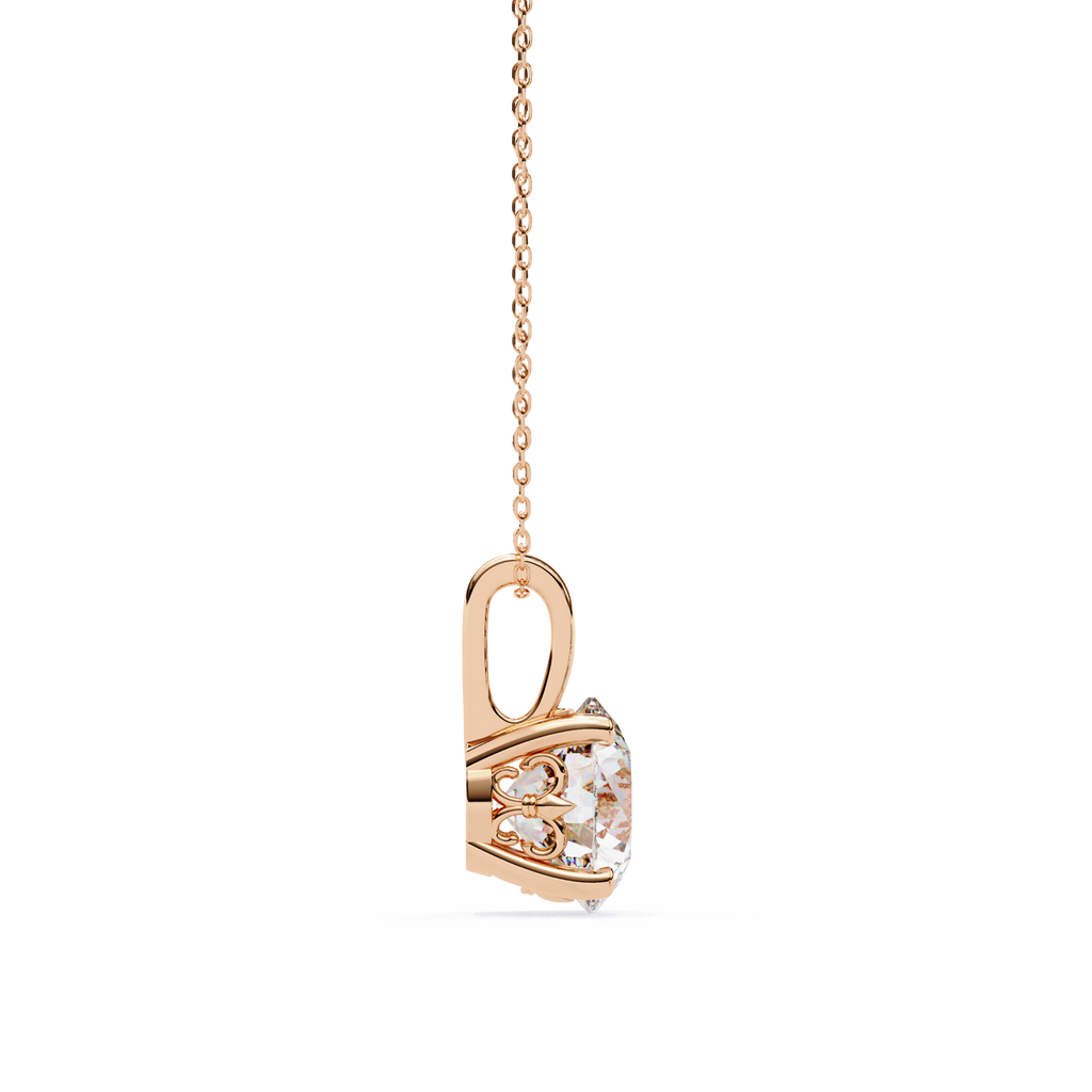 Rose Gold Round Solitaire Diamond Pendant