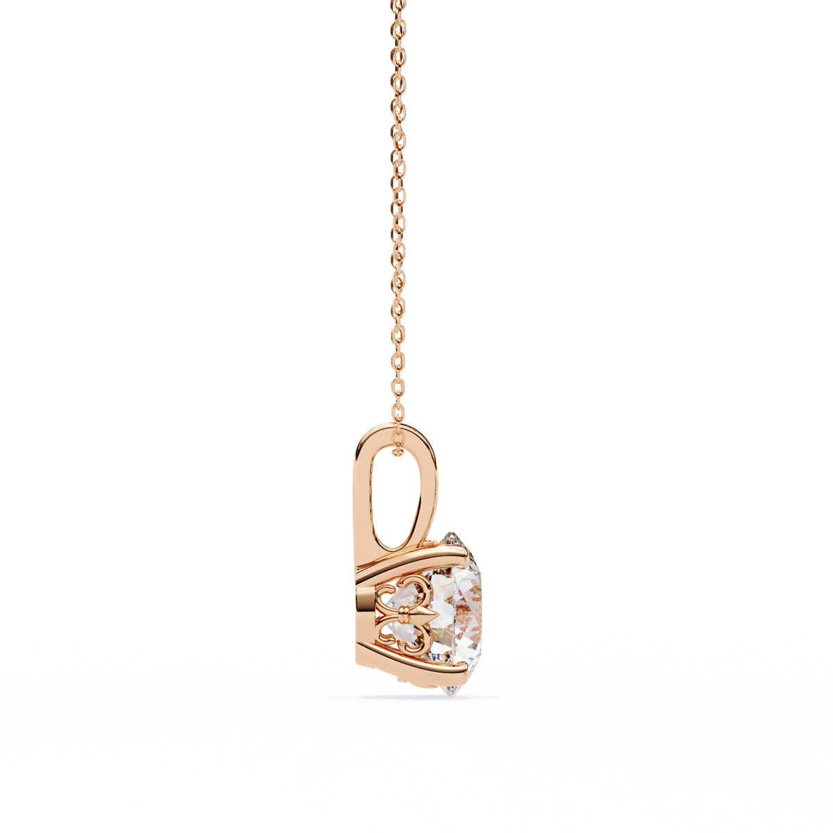 Rose Gold Round Solitaire Diamond Pendant