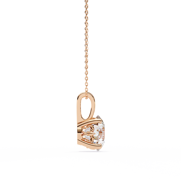 Rose Gold Round Solitaire Diamond Pendant