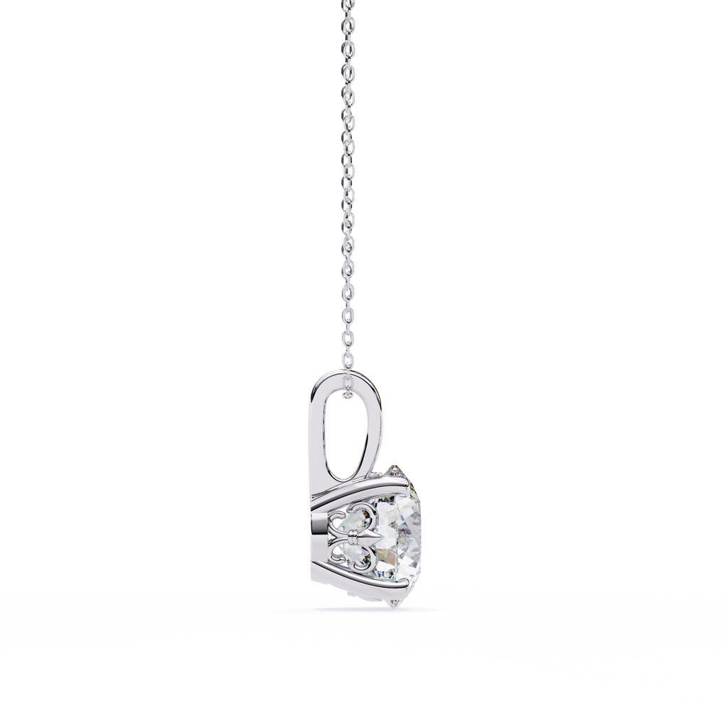 White Gold Classic Four-Claw Round Solitaire Pendant