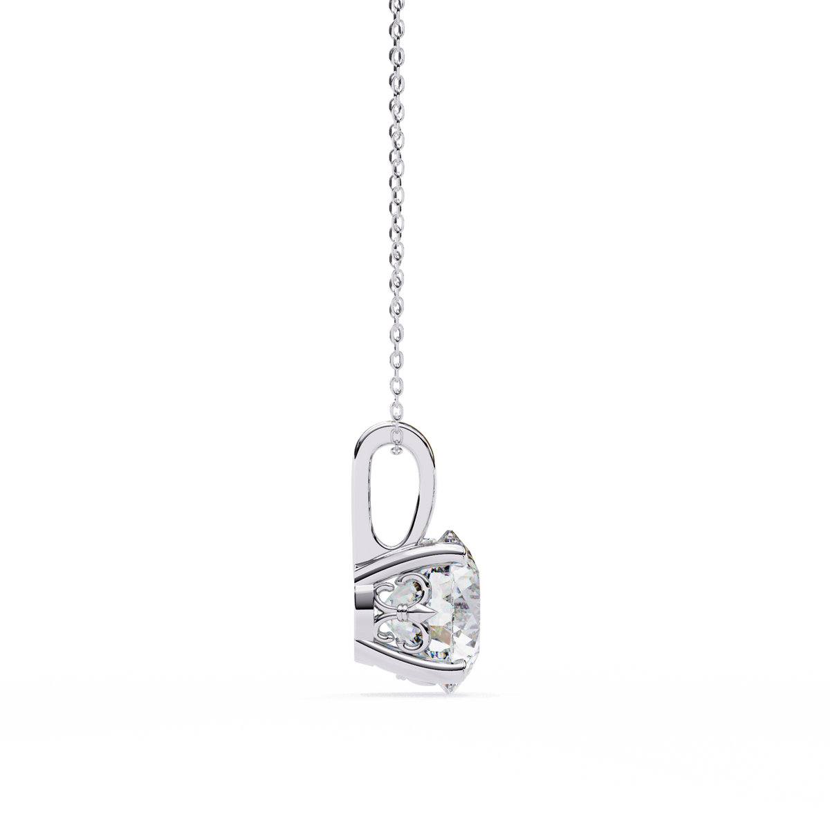 White Gold Classic Four-Claw Round Solitaire Pendant