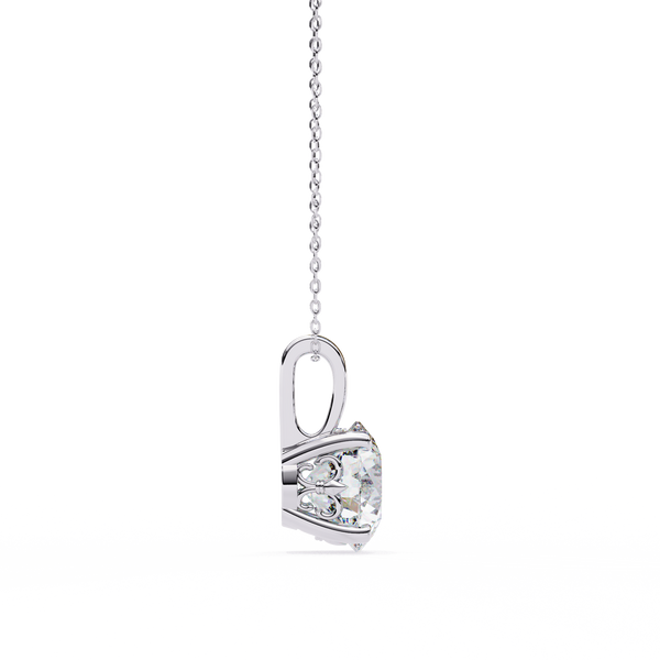White Gold Classic Four-Claw Round Solitaire Pendant