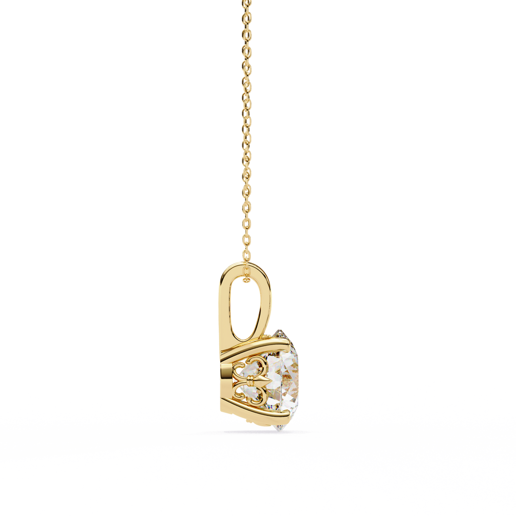 Yellow Gold Round Solitaire Diamond Pendant