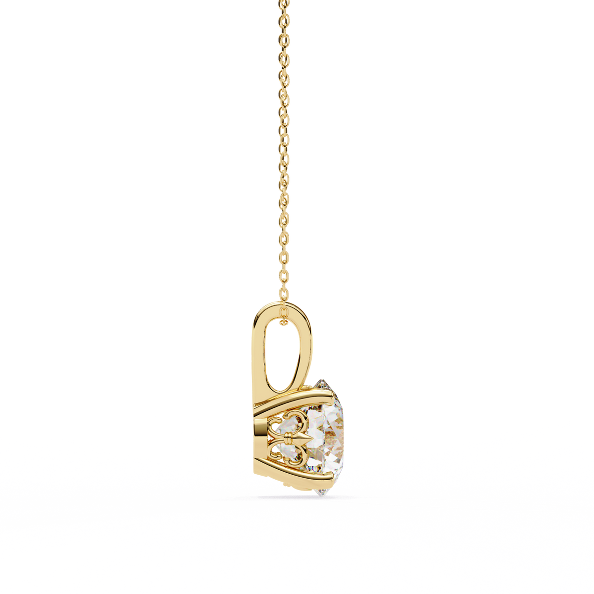 Yellow Gold Round Solitaire Diamond Pendant