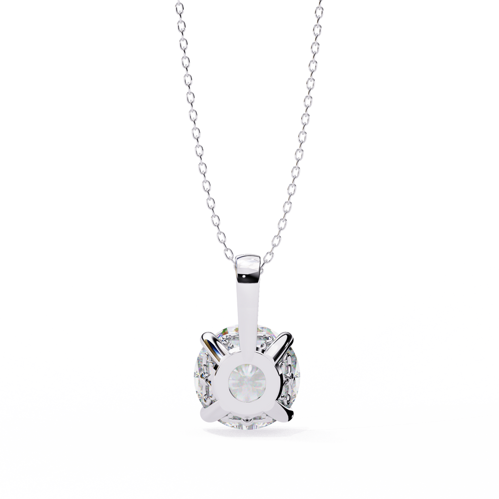 White Gold Classic Four-Claw Round Solitaire Pendant