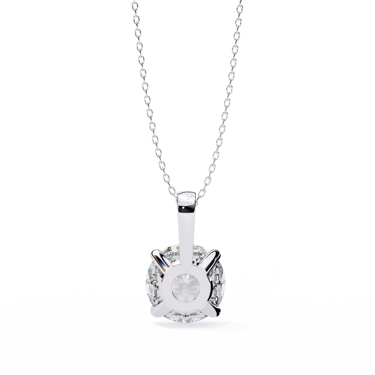 White Gold Classic Four-Claw Round Solitaire Pendant