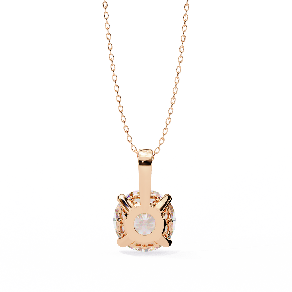 Rose Gold Round Solitaire Diamond Pendant
