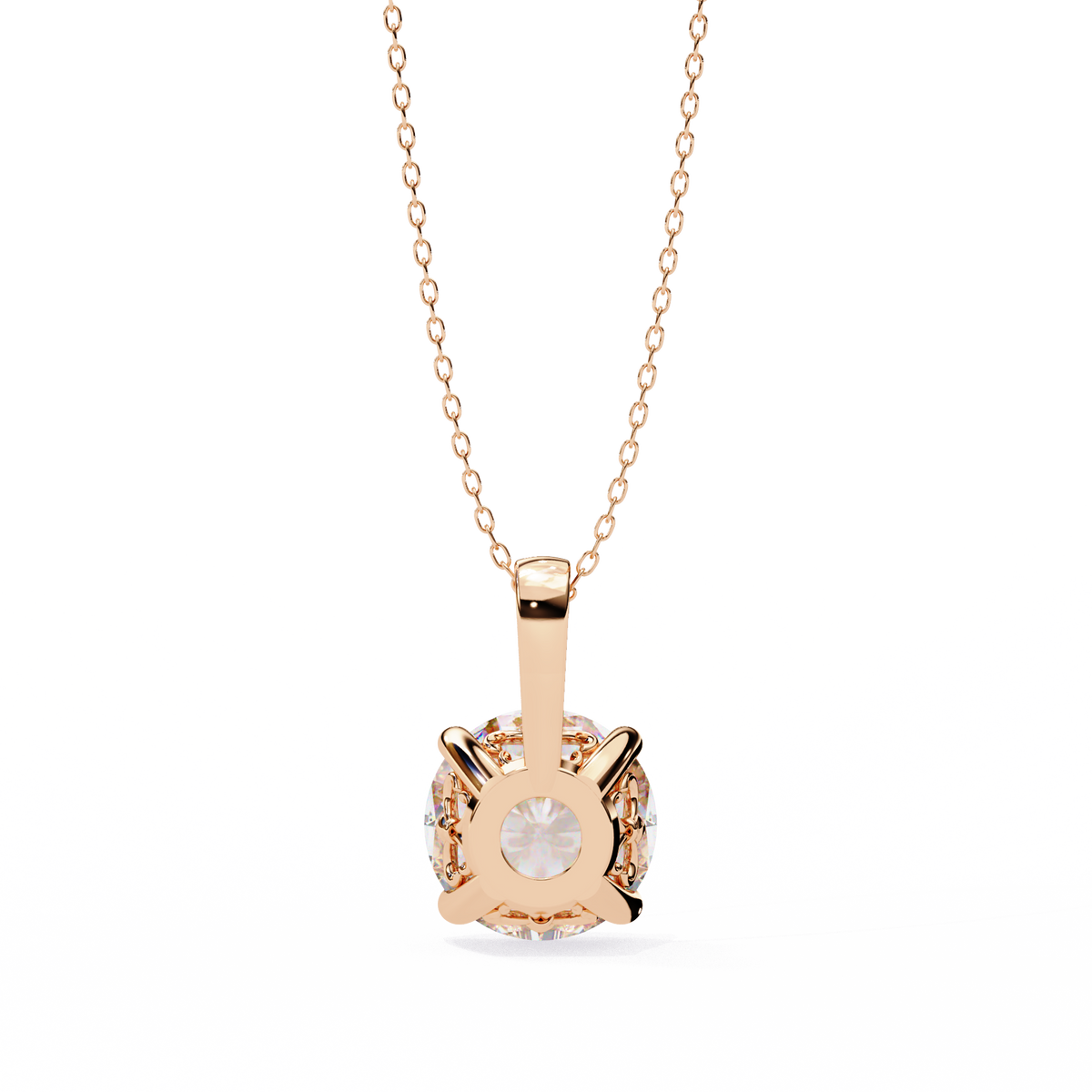 Rose Gold Round Solitaire Diamond Pendant
