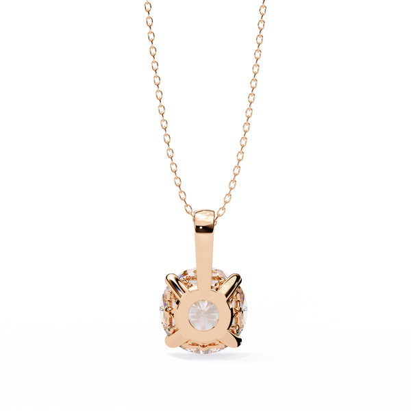 Rose Gold Round Solitaire Diamond Pendant