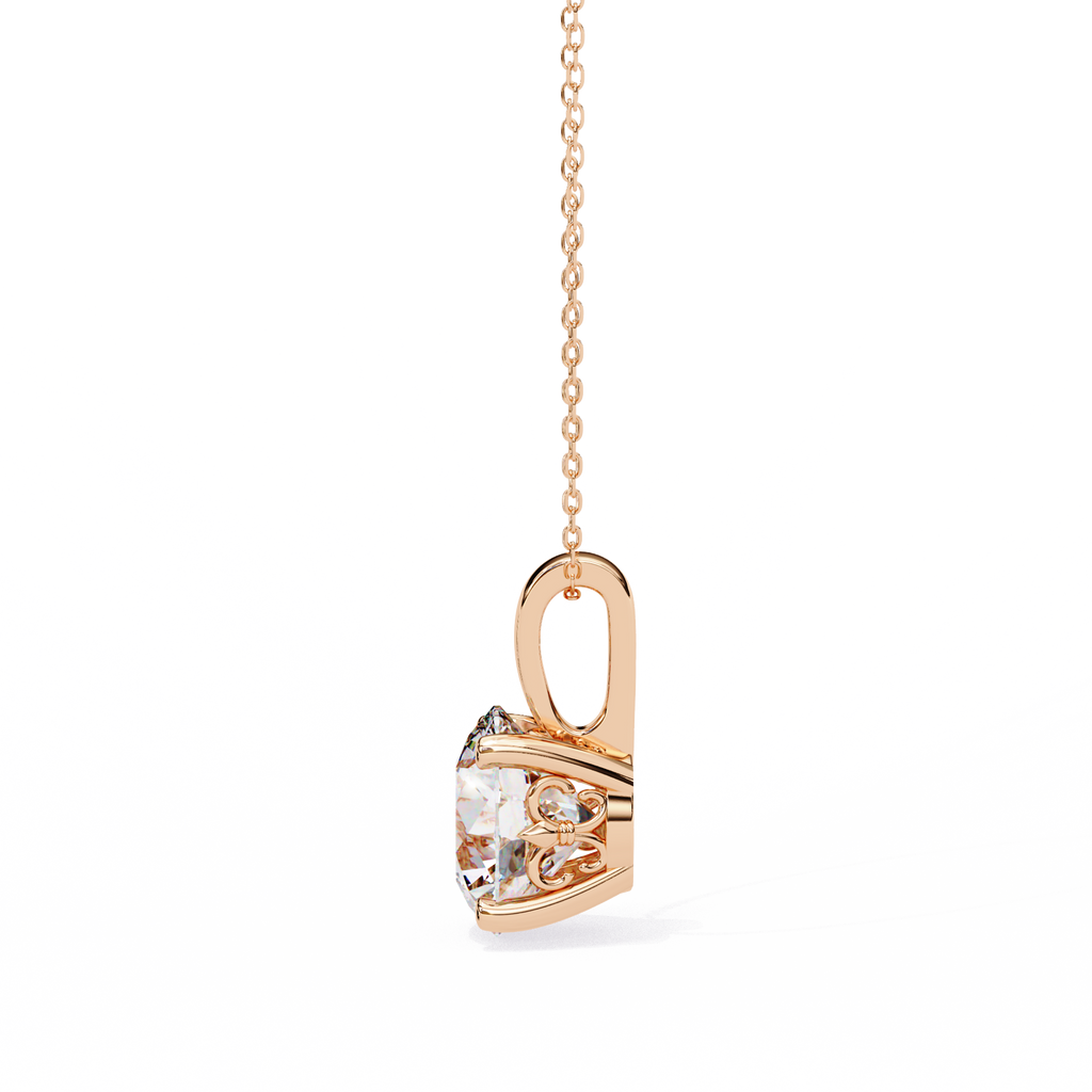 Rose Gold Round Solitaire Diamond Pendant