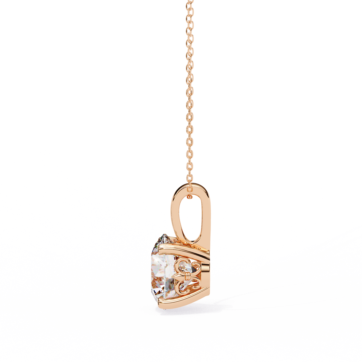 Rose Gold Round Solitaire Diamond Pendant