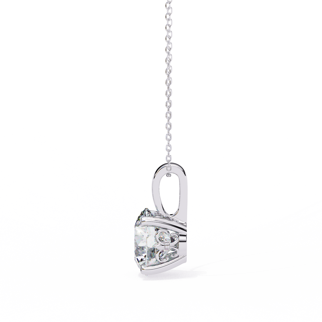 White Gold Classic Four-Claw Round Solitaire Pendant