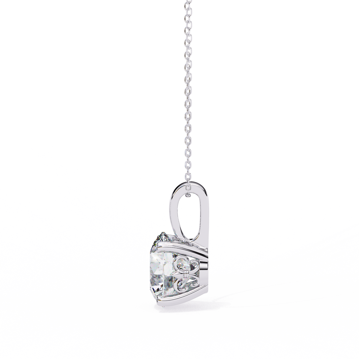 White Gold Classic Four-Claw Round Solitaire Pendant
