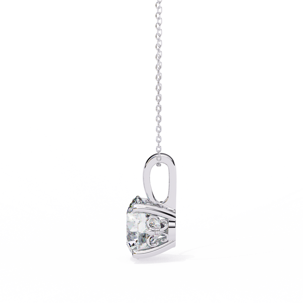 White Gold Classic Four-Claw Round Solitaire Pendant