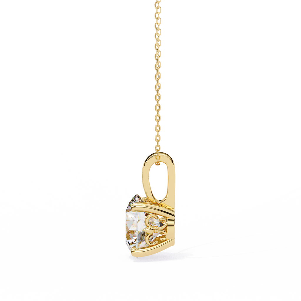 Yellow Gold Round Solitaire Diamond Pendant
