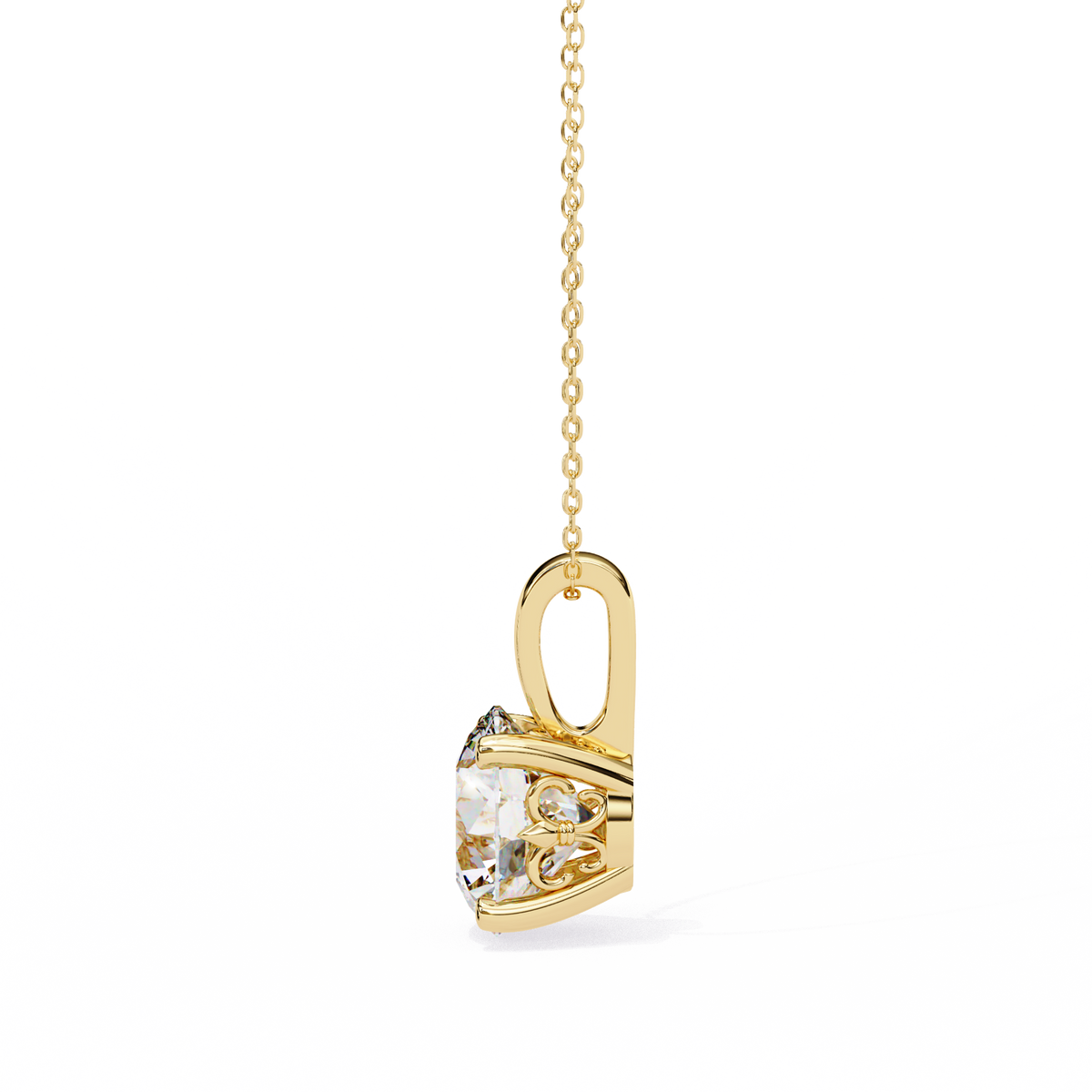 Yellow Gold Round Solitaire Diamond Pendant