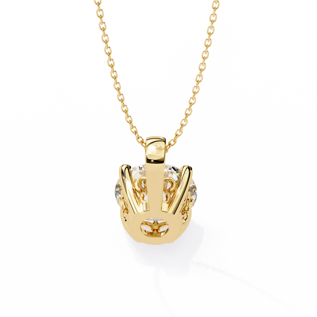 Yellow Gold Round Solitaire Diamond Pendant