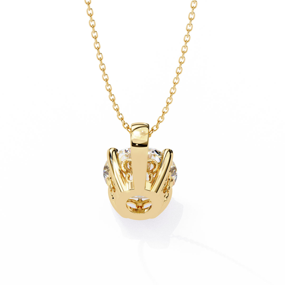 Yellow Gold Round Solitaire Diamond Pendant